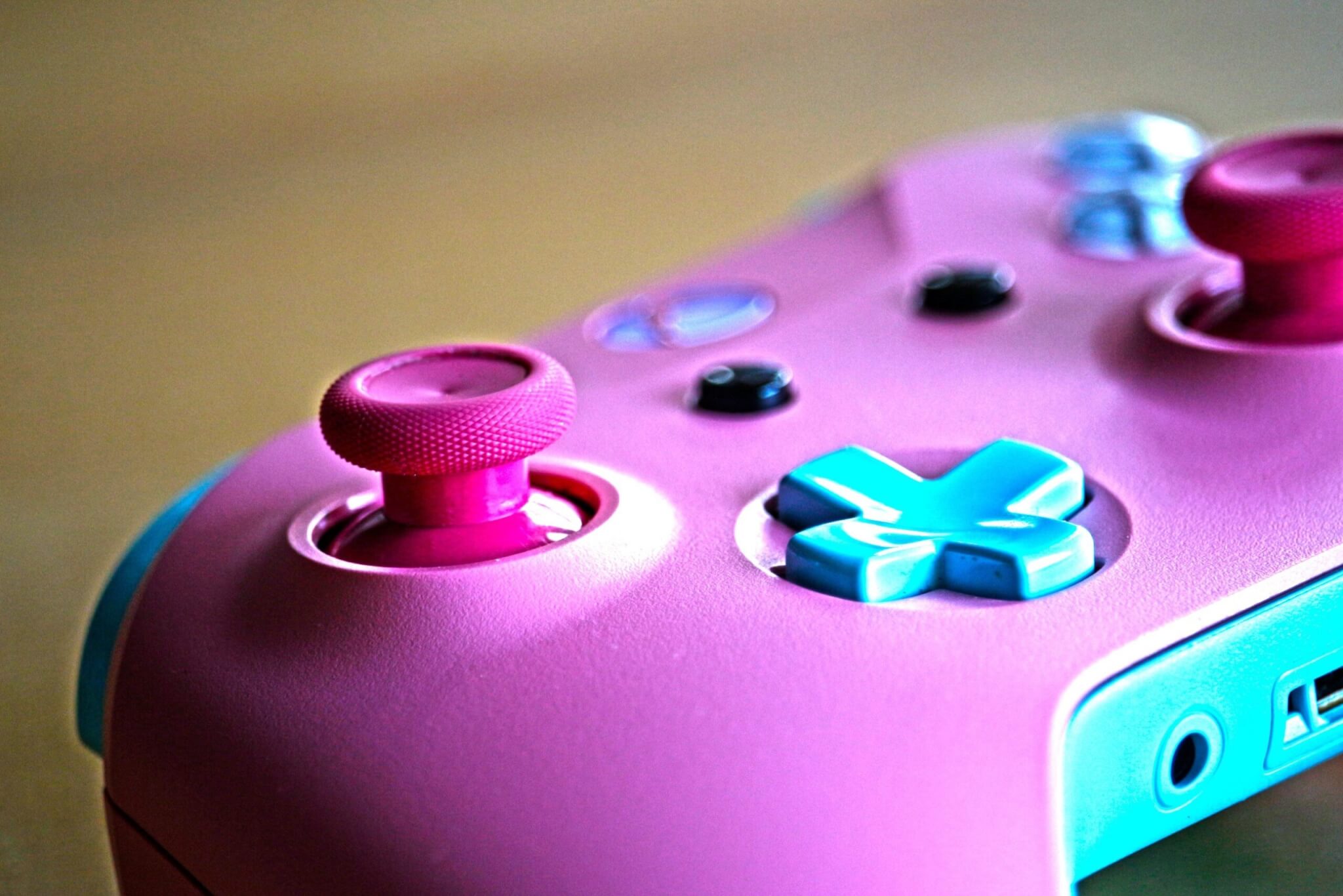 Pink and Blue Xbox Controller